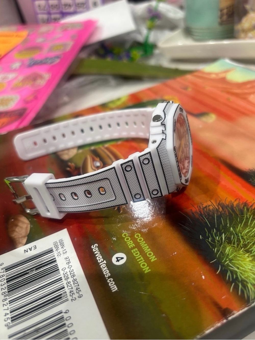 G-Shock White Resin Watch with Black Markings and Yellow Accent - Picture 3 of 5